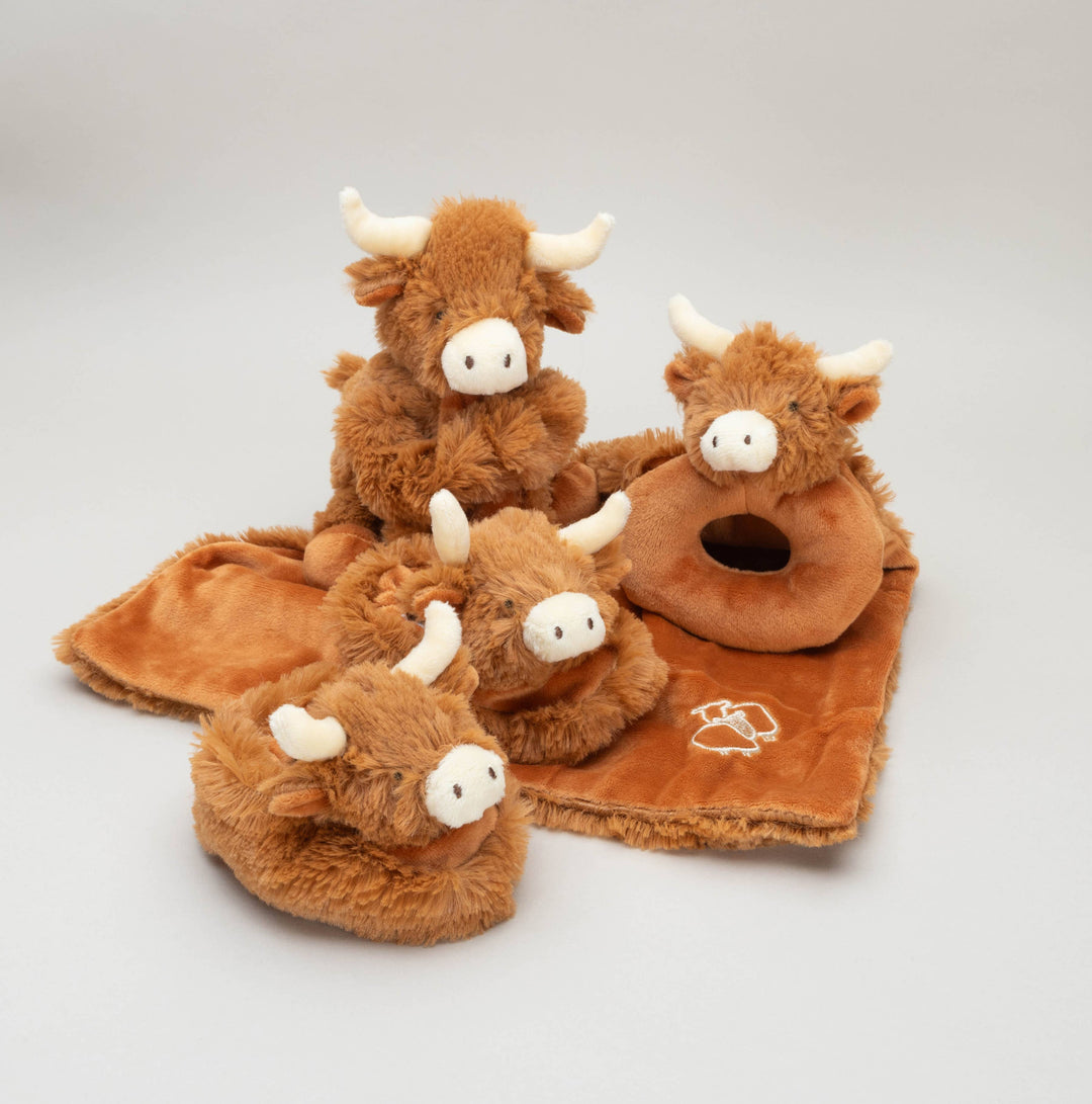 Highland Brown Cow Baby Plush Rattle - 10CM