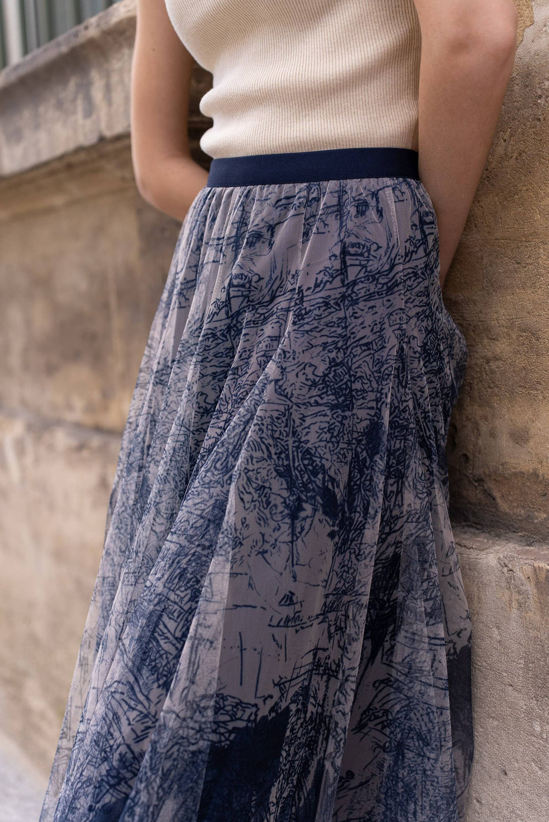 Amber tulle skirt printed toile de Joye-