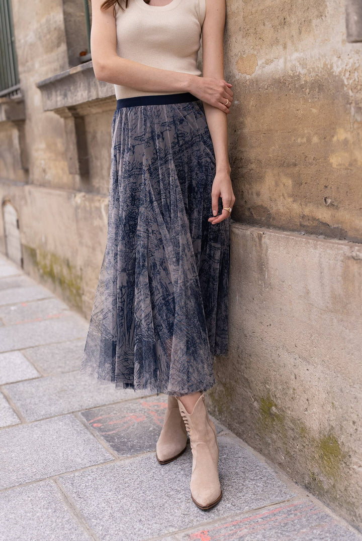 Amber tulle skirt printed toile de Joye-