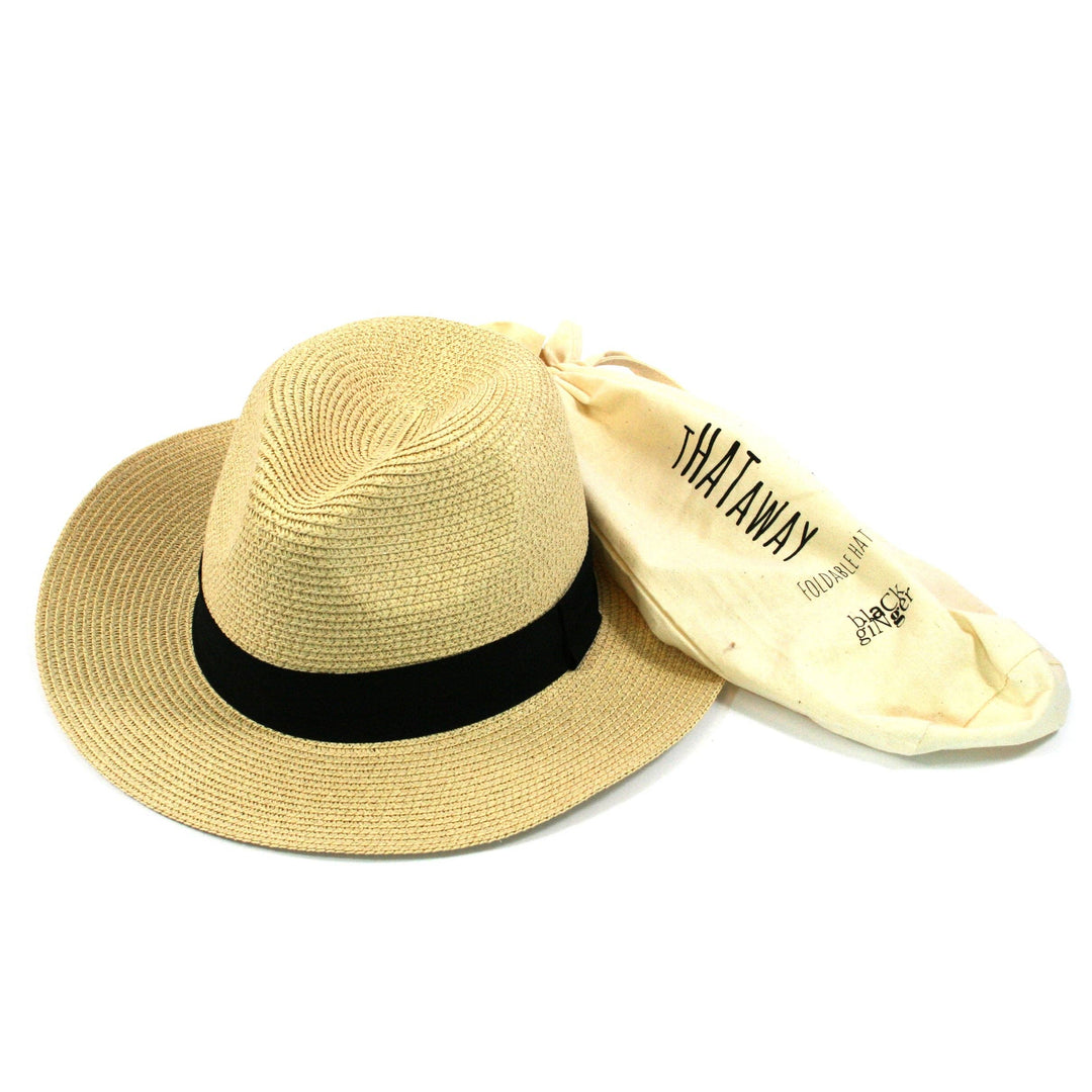 Black Ginger Foldable Sun Hat - Medium (57cm) with Travel Bag