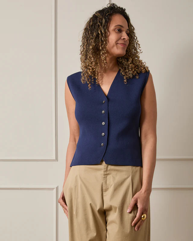 Peta Waistcoat | Navy Blue