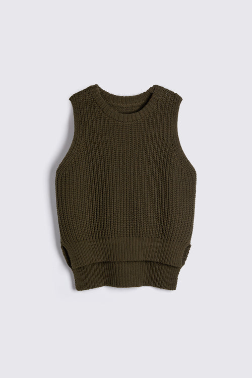 Rebecca Ribbed Tank Top - Olive | Navy