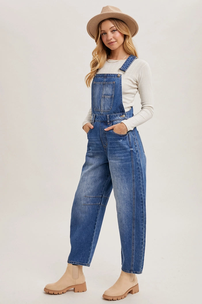 Bluivy Women’s Barrel Leg Denim Dungarees - Ethical Boho Chic