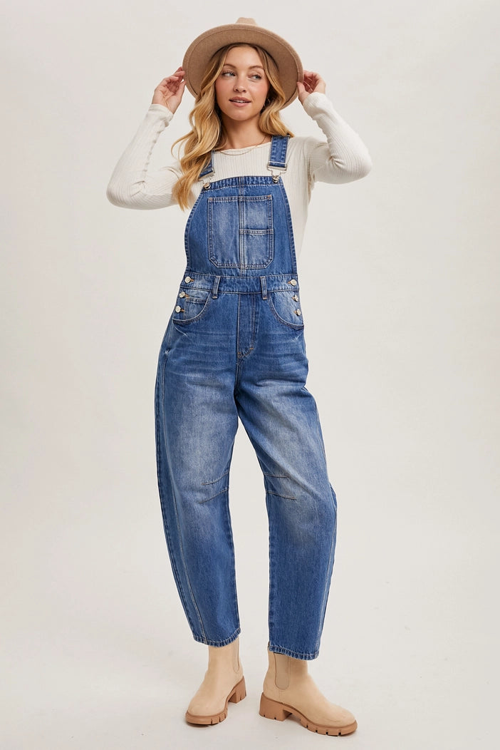 Bluivy Women’s Barrel Leg Denim Dungarees - Ethical Boho Chic
