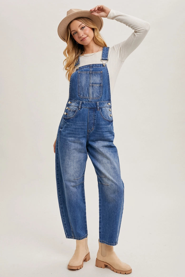 Bluivy Women’s Barrel Leg Denim Dungarees - Ethical Boho Chic
