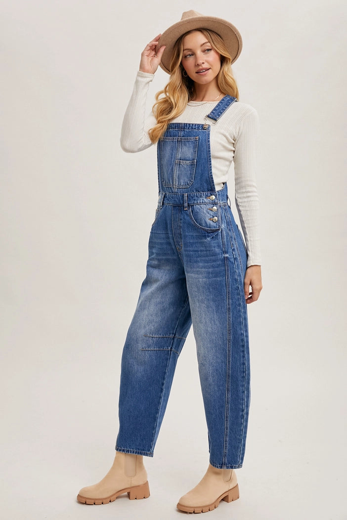 Bluivy Women’s Barrel Leg Denim Dungarees - Ethical Boho Chic