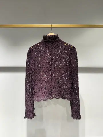 Sabina Lace Blouse - Plum Choklate Paris