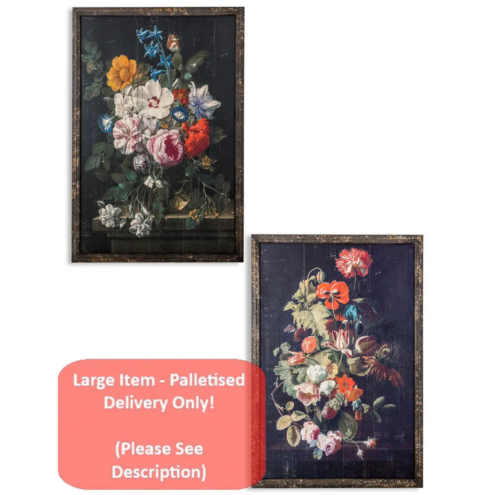 Set of 2 Antiqued Boho Floral Wall Prints