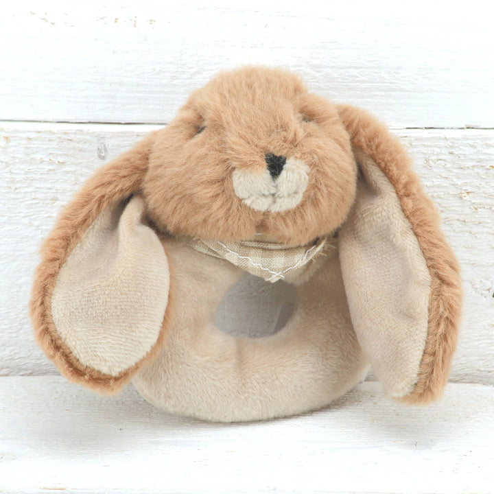 Bunny Baby Rattle Soft Toy Brown 10cm