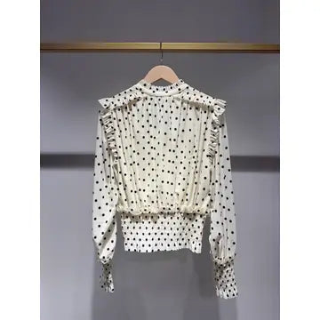 Stephanie Polka Dot V Neck Blouse