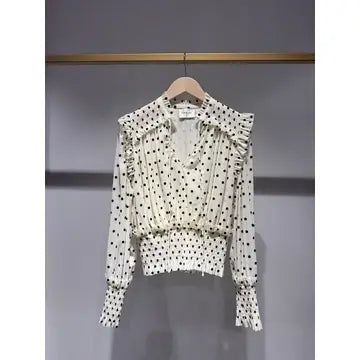 Stephanie Polka Dot V Neck Blouse