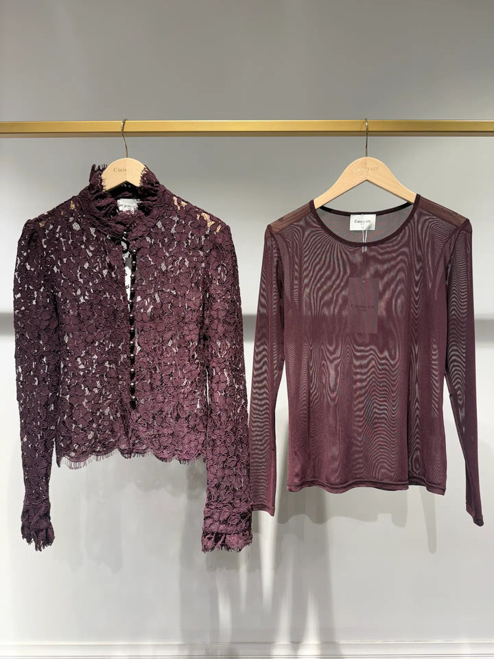The Sabina Lace Blouse - Plum