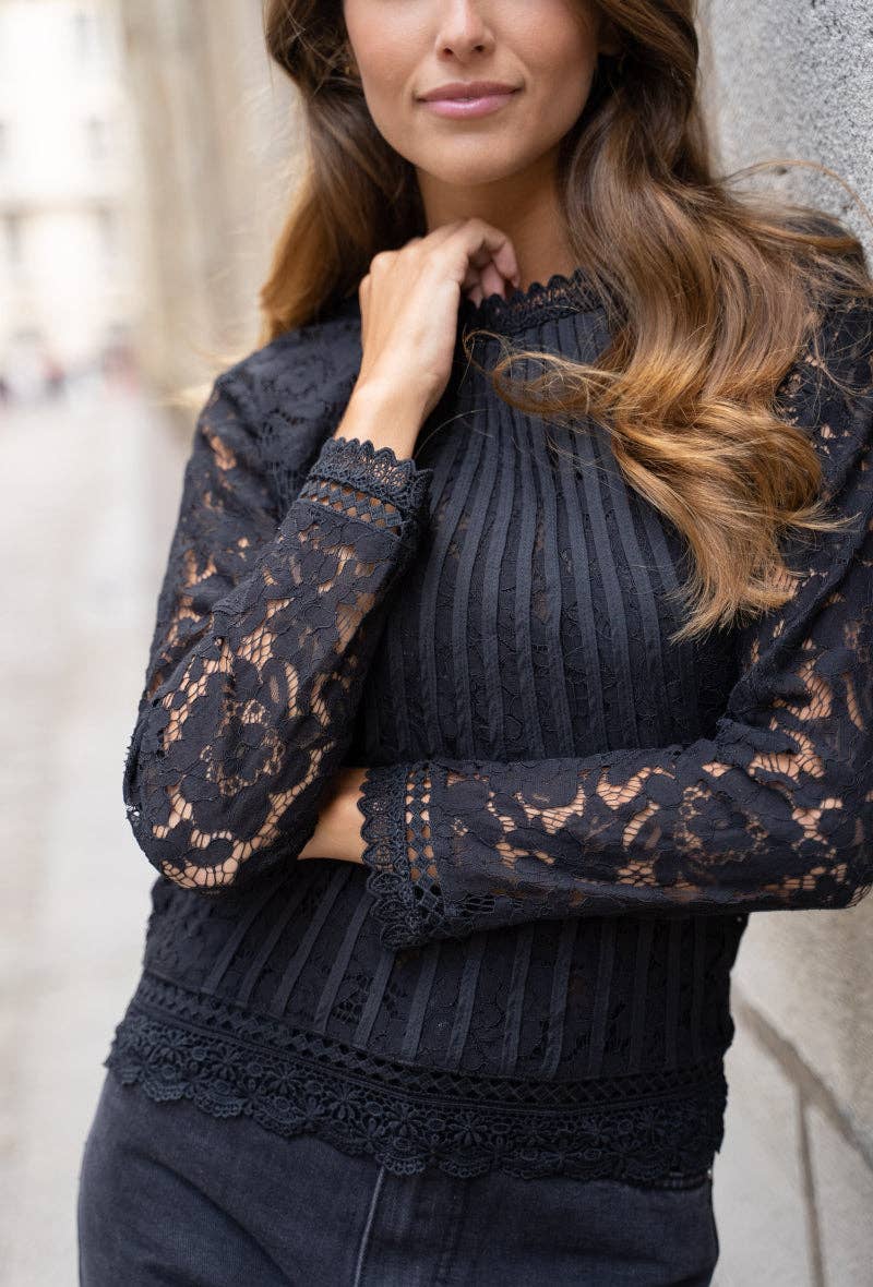 Tiffany lace blouse with long sleeves