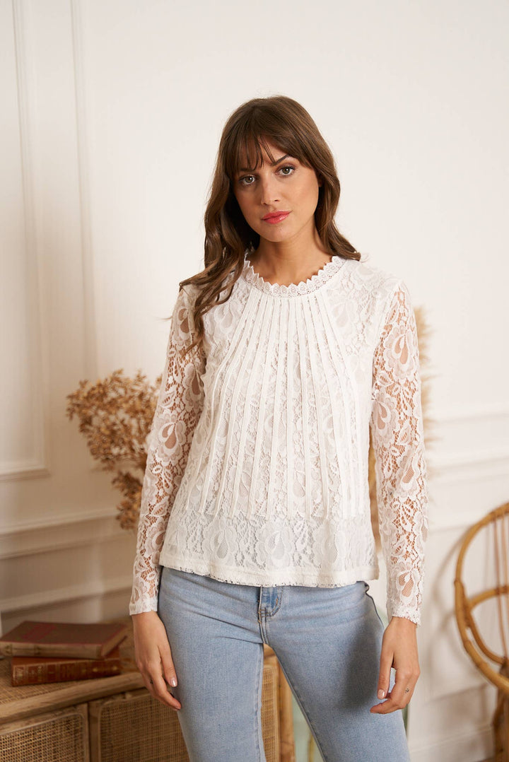 Tiffany lace blouse with long sleeves