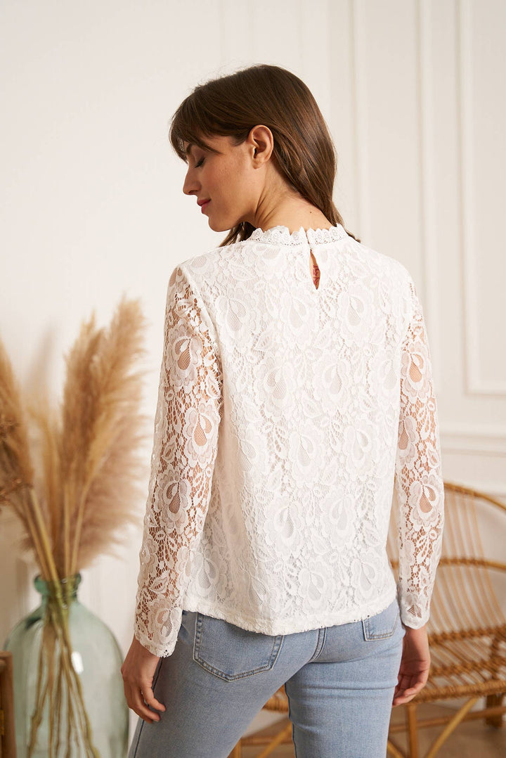 Tiffany lace blouse with long sleeves