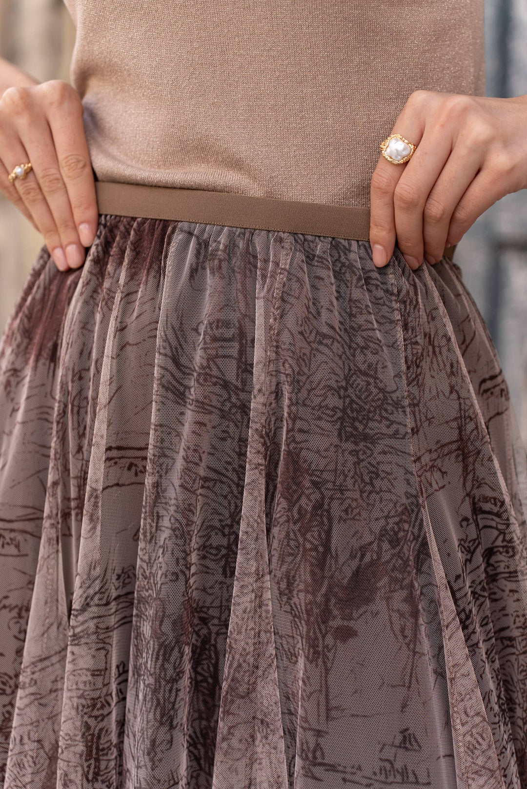 Amber tulle skirt printed toile de Joye-