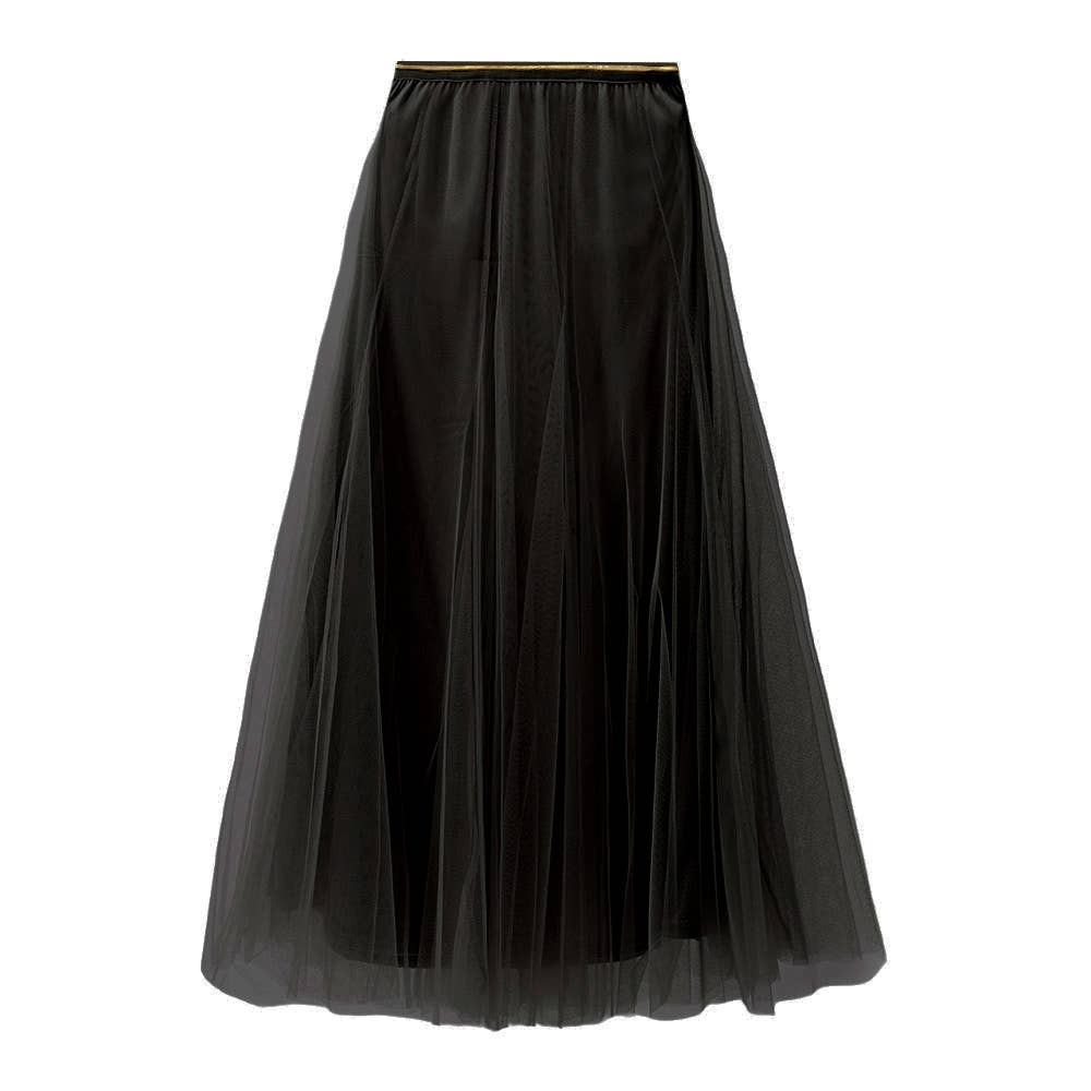 Black tulle skirt on a white background
