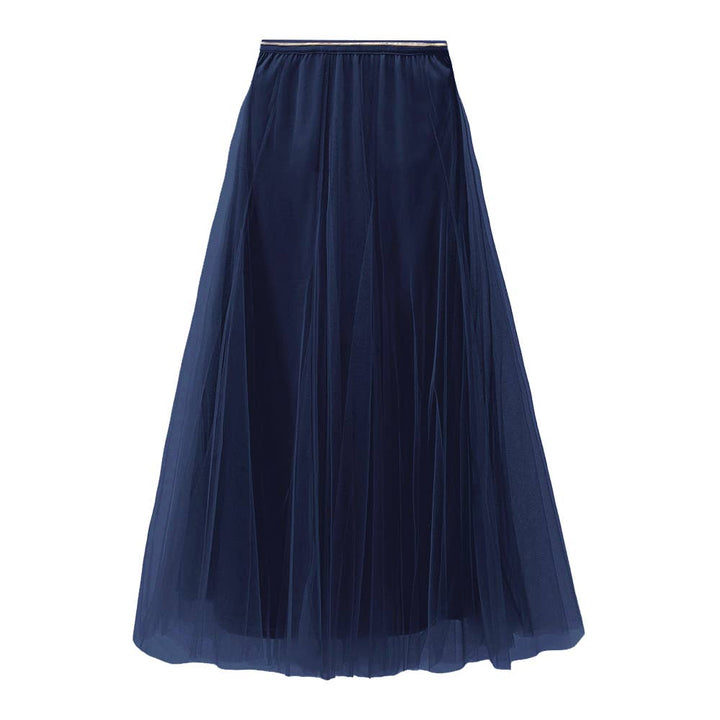 Navy blue tulle skirt on a white background