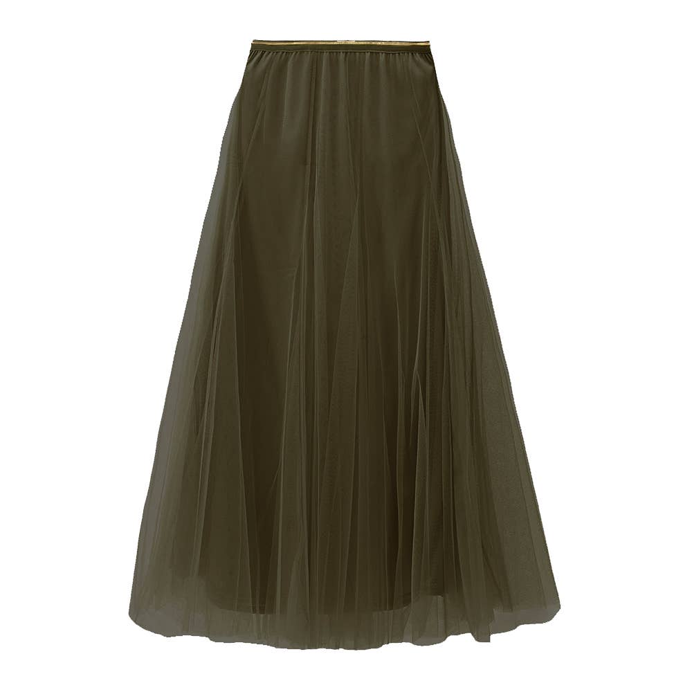 Green tulle skirt on a white background
