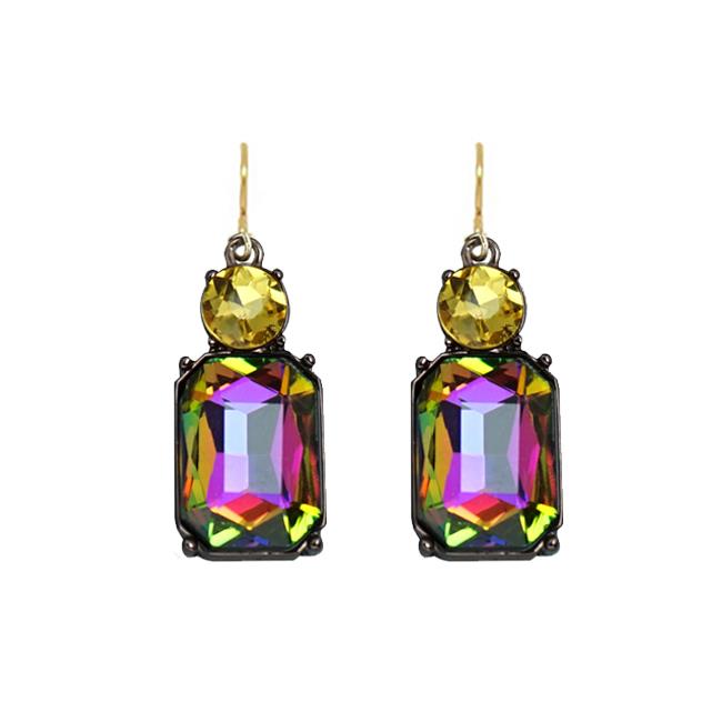 Twin gem earring in multi & yellow