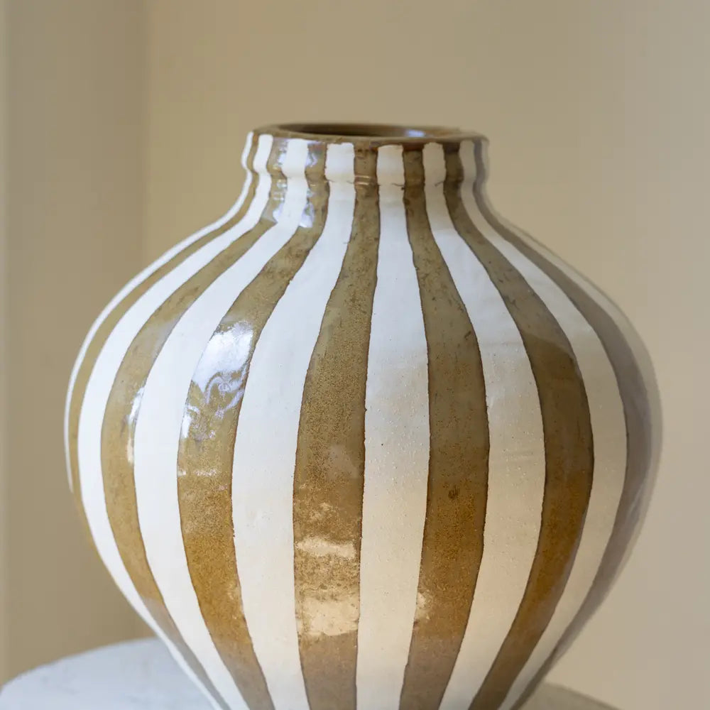 Bulbous Vase Camel Stripe
