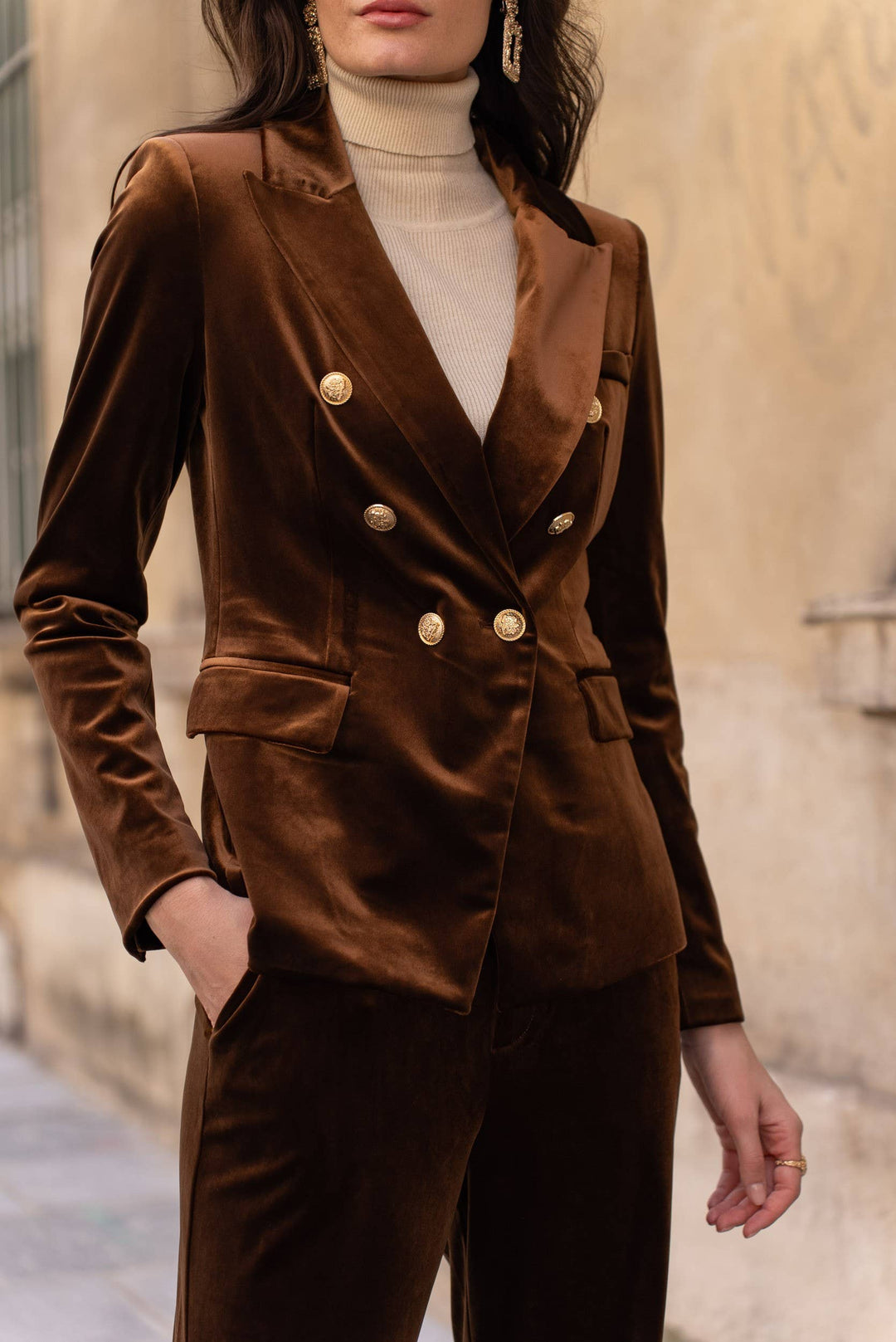 NEW Colours  | Victoria Velvet Blazer w| golden Military style buttons