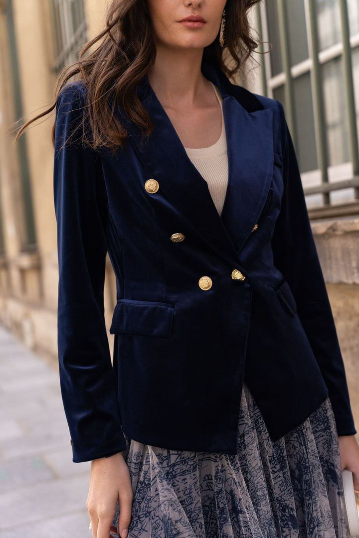 NEW Colours  | Victoria Velvet Blazer w| golden Military style buttons