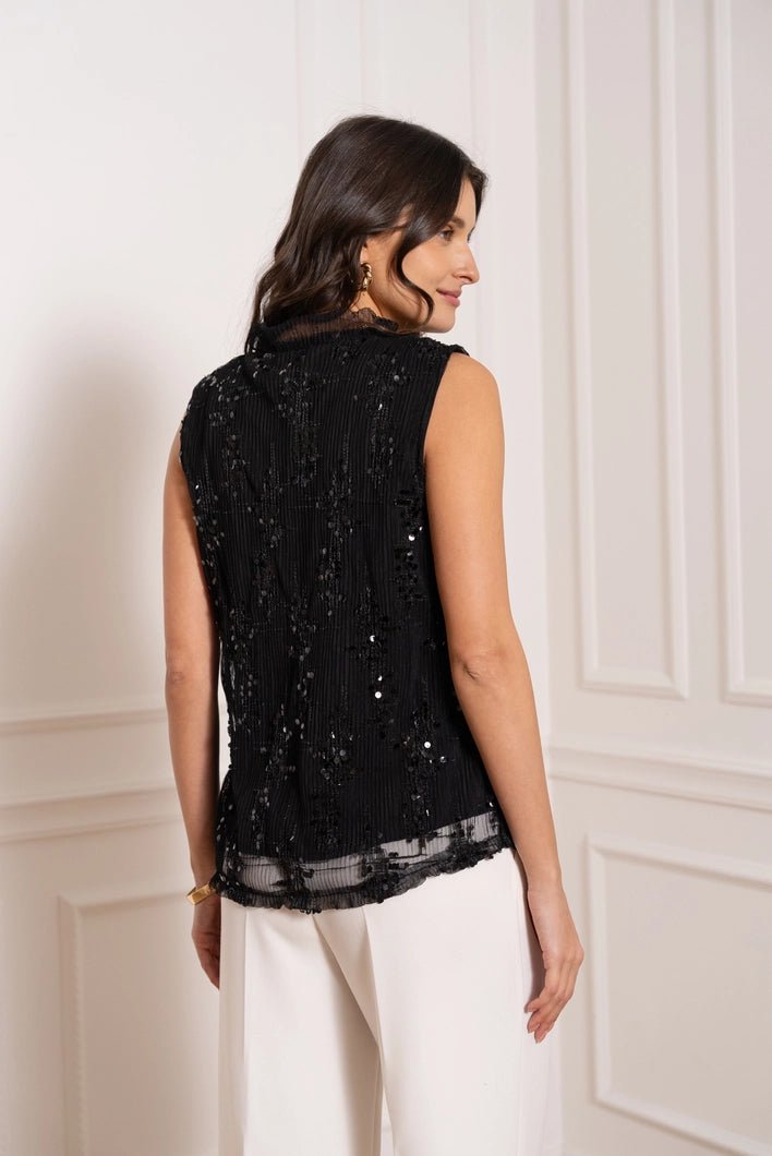 Vivienne Chiffon and Sequins Blouse - Choklate Brown - Monica Luz