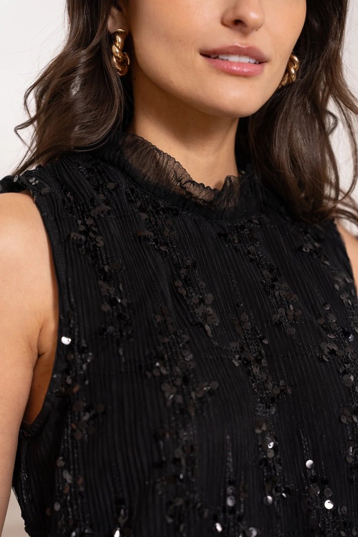 Vivienne Chiffon and Sequins Blouse - Chocolate Brown - Monica Luz