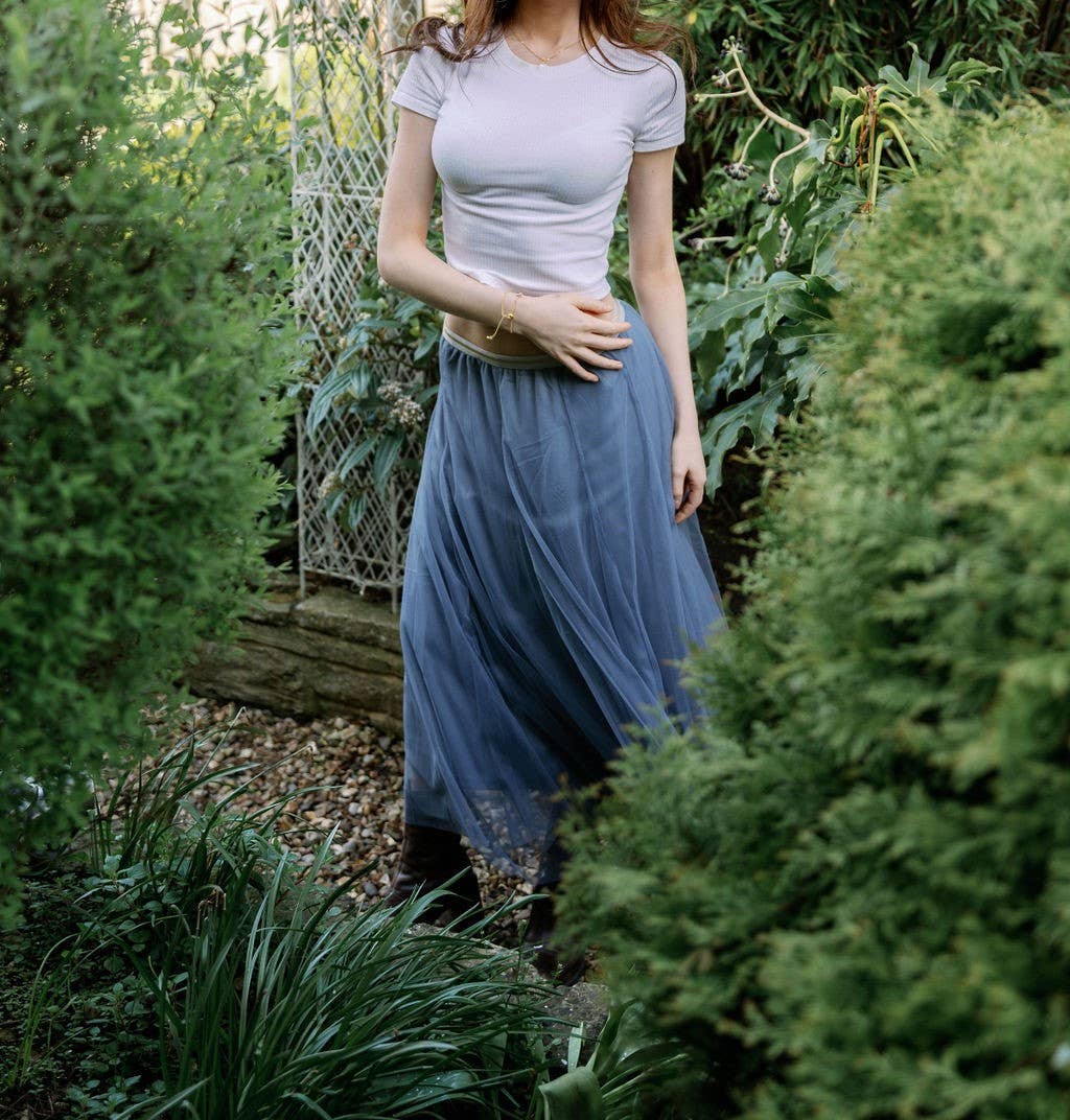 Tulle Layer Skirt in Denim Blue