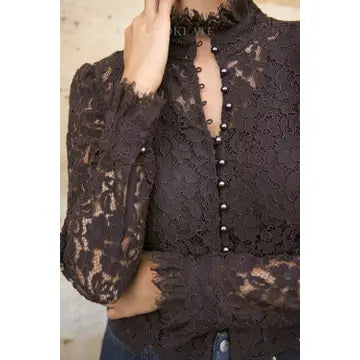 Sabina Lace Blouse - Brown