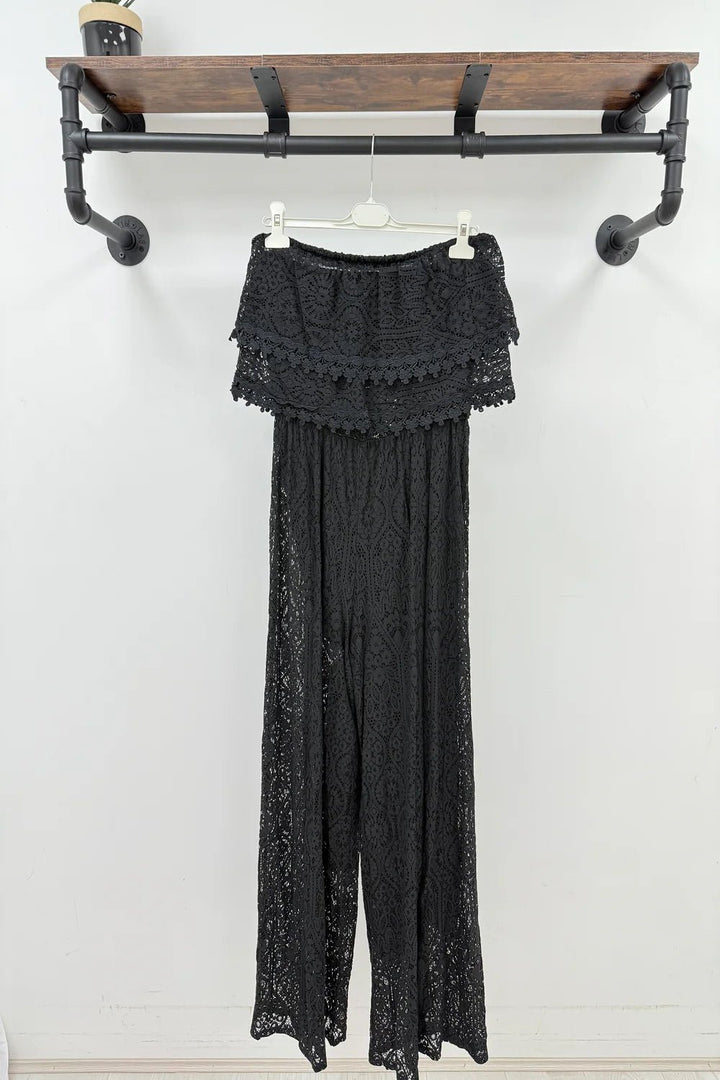 Alexandra Crochet Bandeau Jumpsuit | Black | White | Beige | Navy blue - Monica Luz