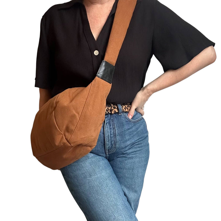 Brixton cross body sling bag - plain brown