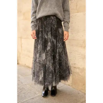 Marble Skinny Fit Tulle Skirt  - Black/Grey