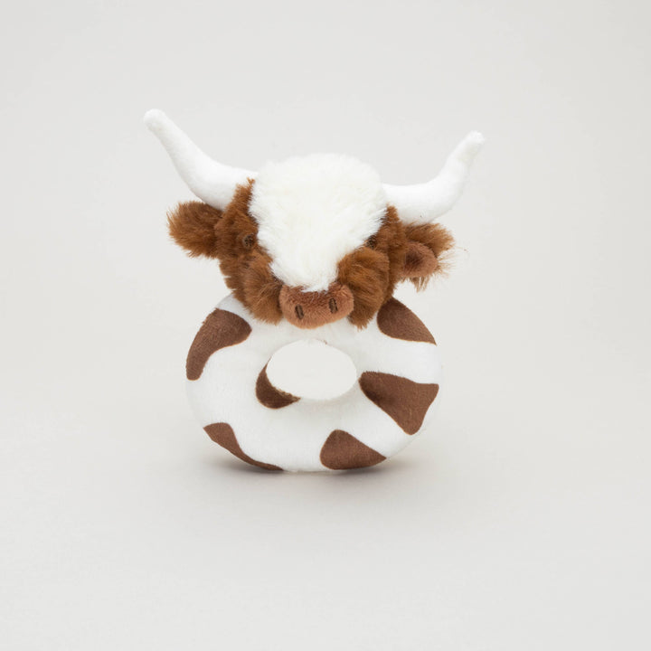 Texas Longhorn Highland Brown Cow Baby Plush Rattle 10cm