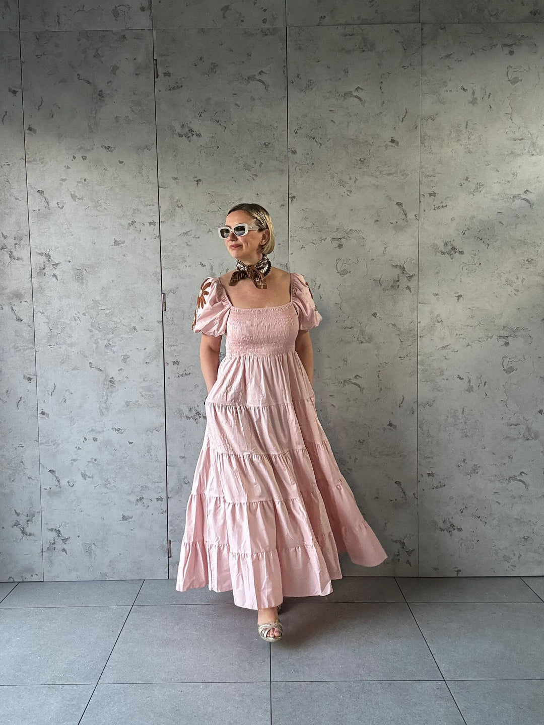 Best seller!! The Porto Fino maxi dress w/embroidered sleeves - Monica Luz