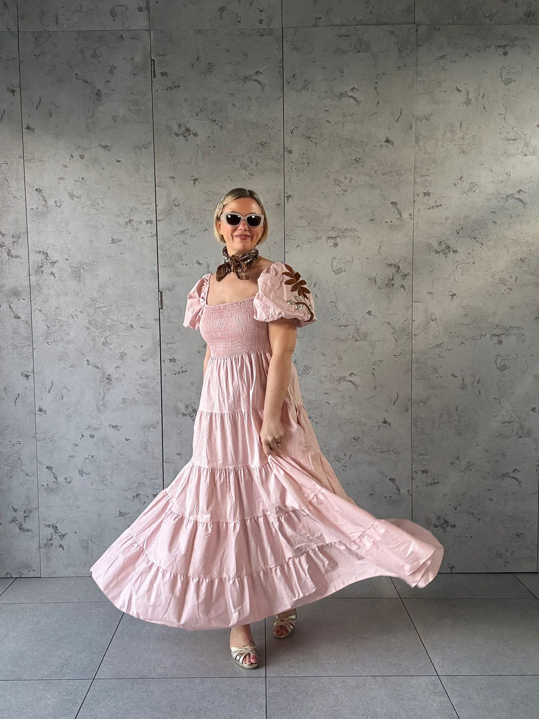 Best seller!! The Porto Fino maxi dress w/embroidered sleeves - Monica Luz
