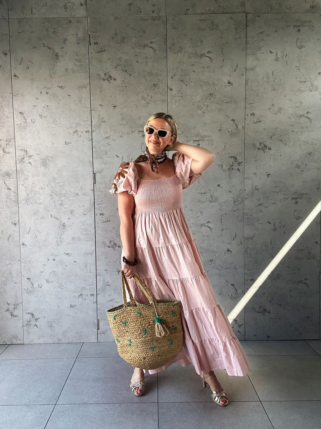 Best seller!! The Porto Fino maxi dress w/embroidered sleeves - Monica Luz