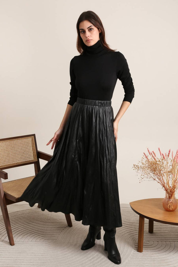 Tamara Pleated faux leather Skirt