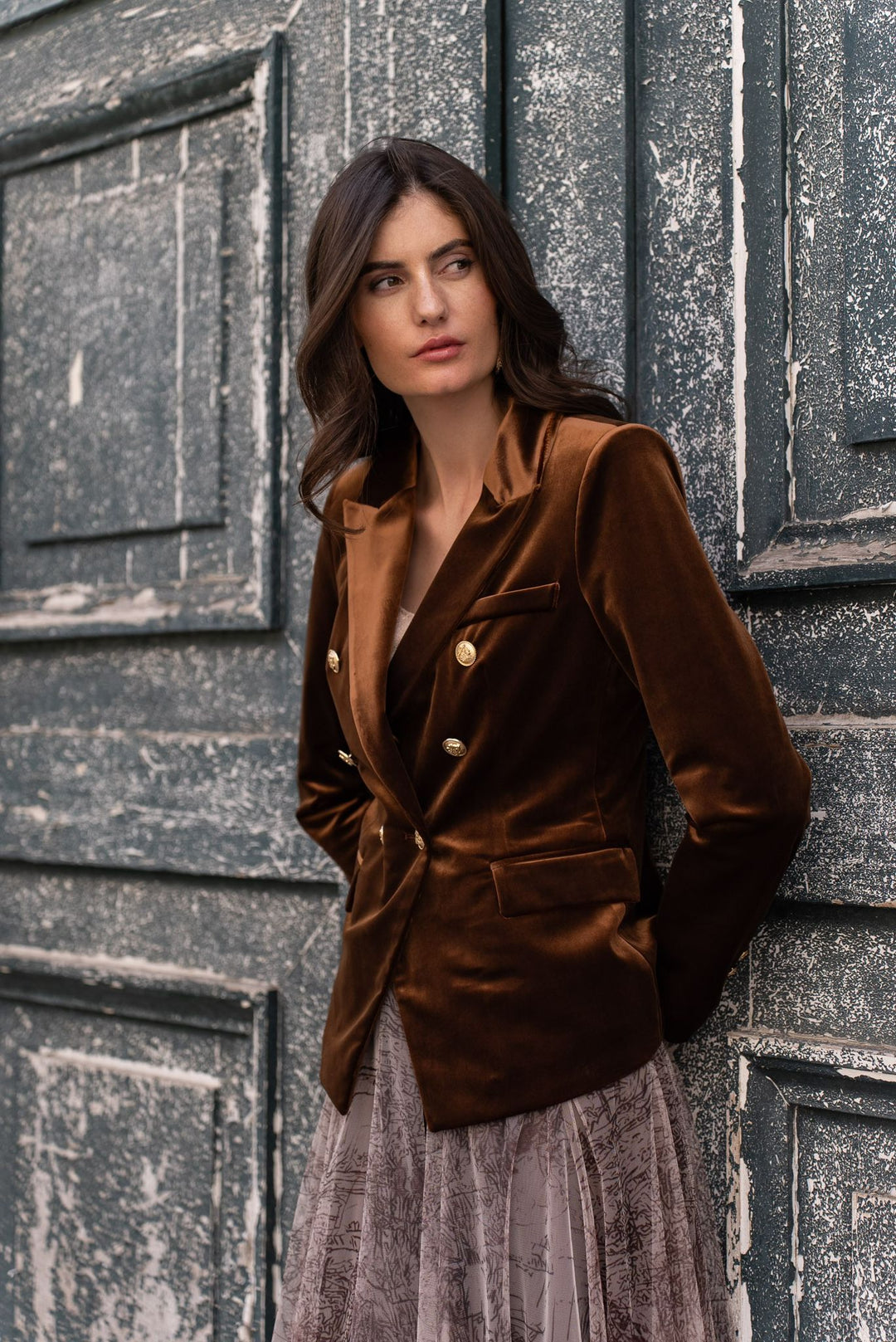 NEW Colours  | Victoria Velvet Blazer w| golden Military style buttons