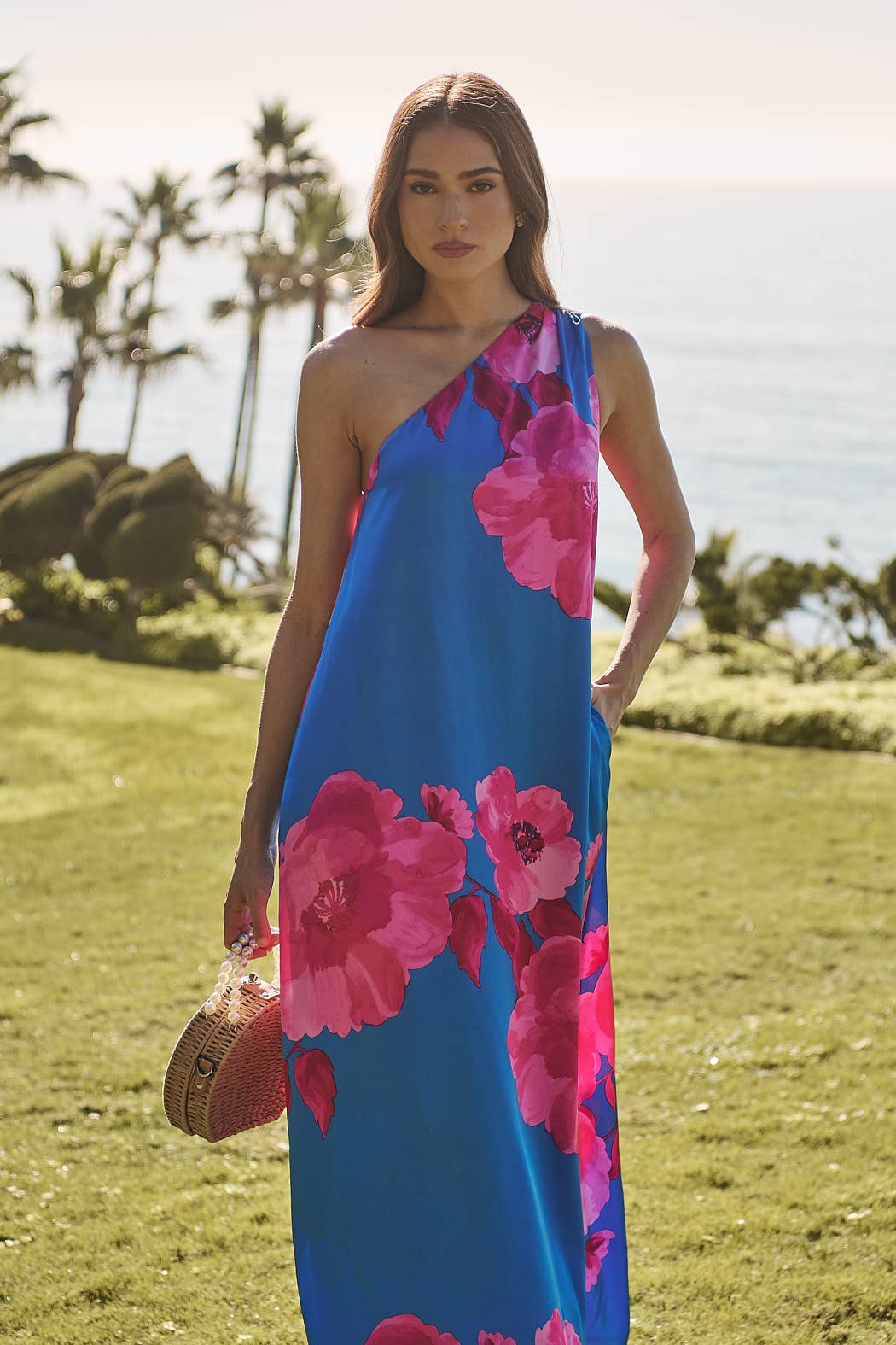 Elodie  Floral Pleated Maxi Dress - Pink/Orange