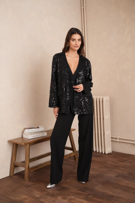 Catherine 2 in 1 mid length Sequin Jacket