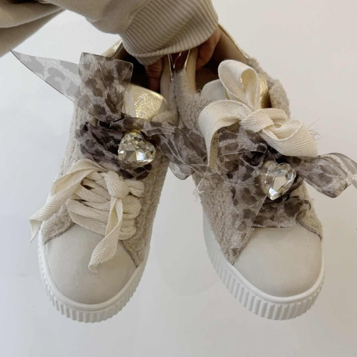 Cappuccino leopard Laces for trainers/shoes - Monica Luz