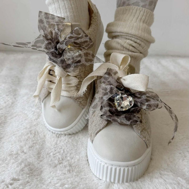 Cappuccino leopard Laces for trainers/shoes - Monica Luz