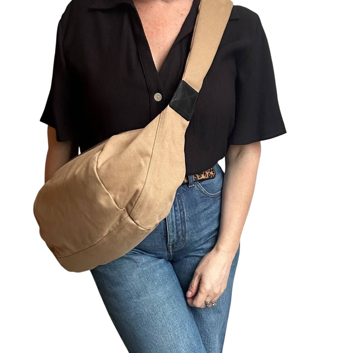 Brixton cross body sling bag - plain sand