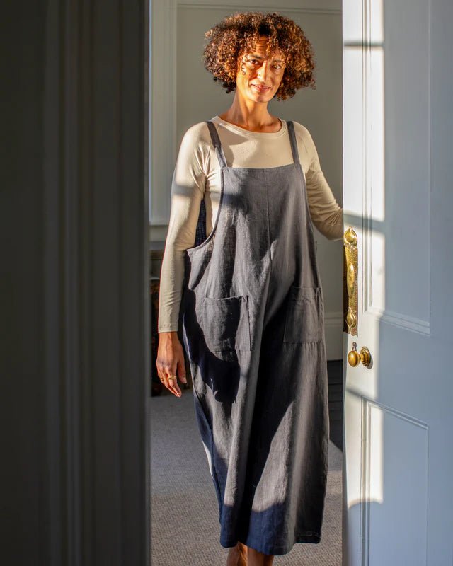 Chalk UK | Grace Linen Jumpsuit | Navy Blue | Charcoal Grey - Monica Luz