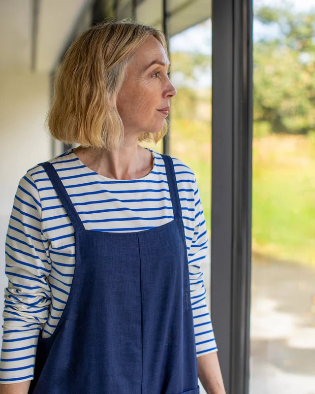 Chalk UK | Grace Linen Jumpsuit | Navy Blue | Charcoal Grey - Monica Luz