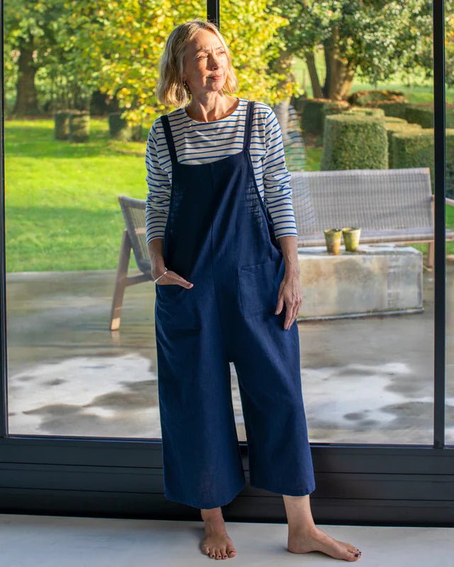Chalk UK | Grace Linen Jumpsuit | Navy Blue | Charcoal Grey - Monica Luz