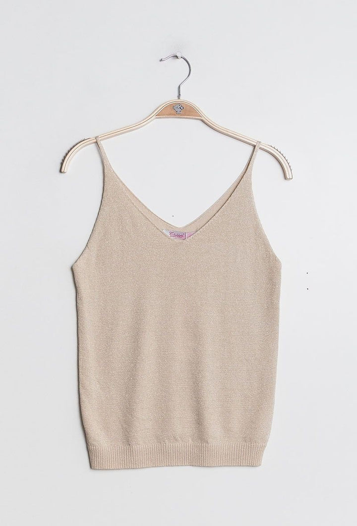 Choklate Paris | Gwyneth Metallic Fine knitted lurex vest top - Monica Luz