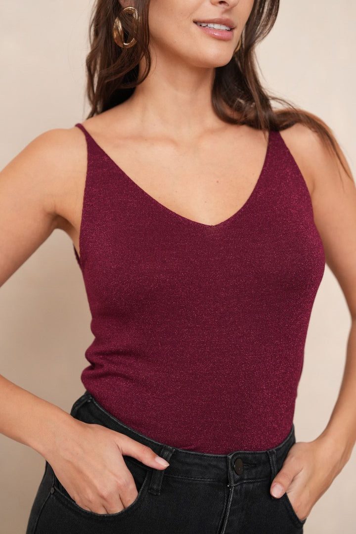 Choklate Paris | Gwyneth Metallic Fine knitted lurex vest top - Monica Luz